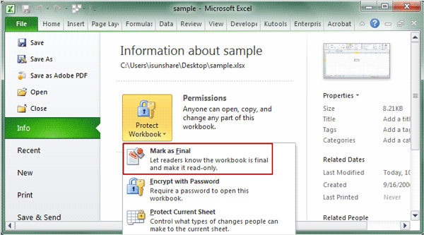 how to remove read only in excel